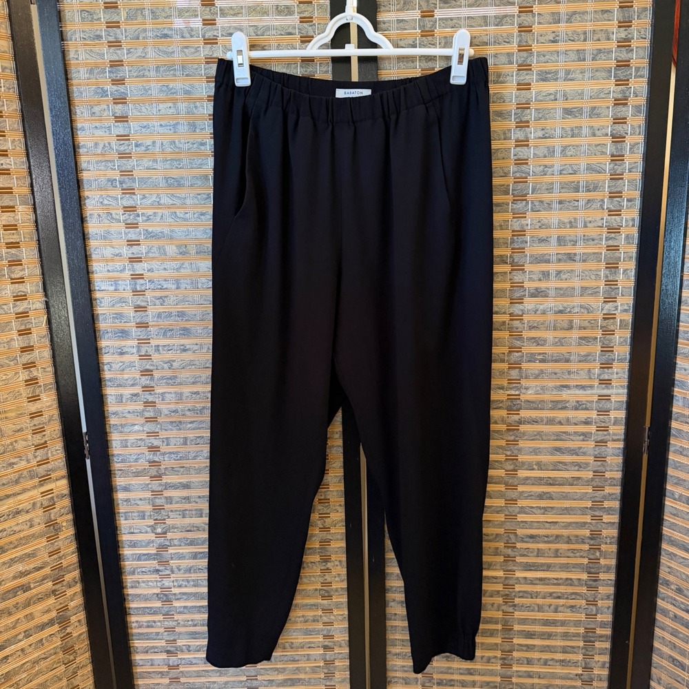 Babaton Cohen Pant Women Large Black Tapered Elastic Waist Workwear Trousers